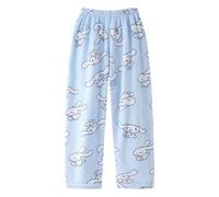 Satdflie Cinna-moroll Pantalon de Pyjama Long Femme Chaud Hiver Bas de Pyjama Polaire Doux Détente Maison Pantalon de Nuit avec Poches, Bleu 1, L