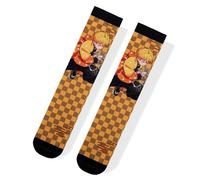 Satdflie Demon Slayer 1-Pair Chaussettes Kimetsu no Yaiba Unisex Mid-veau Chaussettes Casual Anime Imprimé mignonnes Idée de Noël Cadeau pour les fans, une taille, jaune