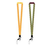 Satdflie Demon Slayer cartes d'identité lanyard clés de téléphone portable sangles suspendue cordes Cosplay cadeau pour les hommes les femmes, marchandise idéale pour les fans Noël, jaune + rouge