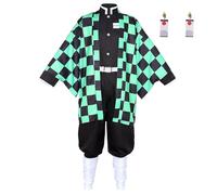 Satdflie Demon Slayer cosplay costume kimono robe costume avec ceinture pleine uniforme ensemble unisex noël halloween tenue anime fans cadeau, Tanjiro Kamado, M