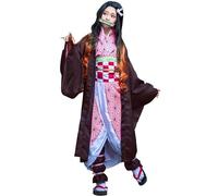 Satdflie Demon Slayer Cosplay Costume Kimono Robe Costume avec ceinture Set plein uniforme costume de Noël Fans cadeau