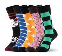 Satdflie Demon Slayer Coton Chaussettes 5 Paires Unisex Mid-veau Casual Chaussettes Anime imprimé mignon chaussettes douces idée de Noël cadeau pour les fans, une taille, multicolore