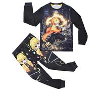 Satdflie Demon Slayer Ensemble Pyjama Souple pour Hommes et Femmes, Pull imprimé Cartoon, vêtements de Nuit de Noël, 2 pièces, Manches Longues, Pantalon à Taille élastique, Couleur/1, Taille 120