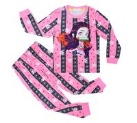 Satdflie Demon Slayer Ensemble Pyjama Souple pour Hommes et Femmes, Pull imprimé Cartoon, vêtements de Nuit de Noël, 2 pièces, Manches Longues, Pantalon à Taille élastique, Couleur/2, Taille 120