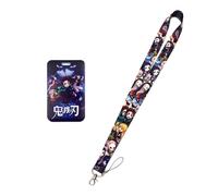 Satdflie Demon Slayer Lanyard avec jeu de porte-cartes, pour bretelles de clés porte-clés décorations fournitures de fête, Anime Cosplay cadeaux pour les fans Noël, couleur 5