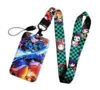 Satdflie Demon Slayer Lanyard avec jeu de porte-cartes, protecteur de carte de style dessin animé, conception de couverture de diapositive pour une utilisation pratique, couleur/16