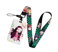 Satdflie Demon Slayer Lanyard avec jeu de porte-cartes, protecteur de carte de style dessin animé, conception de couverture de diapositive pour une utilisation pratique, couleur/1