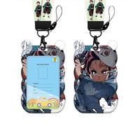 Satdflie Demon Slayer Lanyard avec porte-carte Set Cute Breakaway Keychain Lanyard pour Keys & ID Badge, pour les cadeaux de fans d'anime, conception de couverture de diapositive, couleur/3