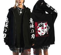 Satdflie Demon Slayer Y2k Sweat à Capuche zippé pour Hommes et Femmes, Manches Longues imprimé Anime, Sweat-Shirt Cosplay Veste Oversize vêtement d'extérieur Streetwear pour Fans, Couleur/4, M