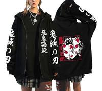 Satdflie Demon Slayer Y2k Sweat à Capuche zippé Unisexe Manches Longues Imprimé Anime Sweatshirts Cosplay Oversize Veste Streetwear Vêtement d'extérieur Haut pour Fans, Couleur/3, S