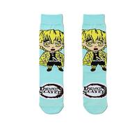 Satdflie démon tueur coton chaussettes 1 paire agatsuma zenitsu unisex mi-veau chaussettes décontractées animé imprimé joli noël idée cadeau pour les fans, une taille, vert / 2