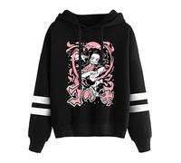 Satdflie Japonais Anime Demon Slayer Sweat à Capuche pour Adolescents Unisexe Cosplay Costume Casual Créatif Tendance Pulls Mode à Manches Longues Dessin animé Pullover, Noir / 2, S
