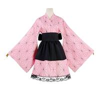 Satdflie japonais anime démon tueur cosplay costume kimono tenues uniforme ensemble pour les femmes filles halloween fête robe de femme de ménage, Kamado Nezuko, L