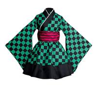 Satdflie japonais anime démon tueur cosplay costume kimono tenues uniforme ensemble pour les femmes filles halloween fête robe de femme de ménage, tanjirou/b, s