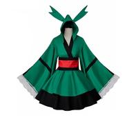 Satdflie Japonais Anime MHA Cosplay Costume Midoriya Izuku AKatsuki tenues pour femmes Lolita Kimono Robe Halloween Costume, vert, S