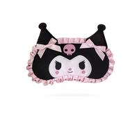 Satdflie Kawaii Anime dessin animé masque d'œil de sommeil pour les filles femmes, mignon en peluche doux animal masque de sommeil pour couverture d'œil de voyage, Kuro noir