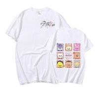 Satdflie Kpop Stray Kids Shirt District 9 Unlock World Tour Concert T-Shirt Felix Hyunjin Jisung Jeongin Minho Imprimer Tops à Manches Courtes, Blanc, XXS