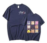 Satdflie Kpop Stray Kids Shirt District 9 Unlock World Tour Concert T-Shirt Felix Hyunjin Jisung Jeongin Minho Imprimer Tops à Manches Courtes, Bleu, XXS