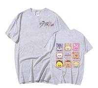 Satdflie Kpop Stray Kids Shirt District 9 Unlock World Tour Concert T-Shirt Felix Hyunjin Jisung Jeongin Minho Imprimer Tops à Manches Courtes, Gris, L