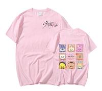 Satdflie Kpop Stray Kids Shirt District 9 Unlock World Tour Concert T-Shirt Felix Hyunjin Jisung Jeongin Minho Imprimer Tops à Manches Courtes, Rose, XXS