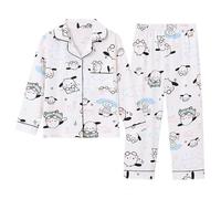 Satdflie Pochacco Ensemble Pyjama 2 Pièces pour Petite Femme Fille Manches Longues Vêtements de Nuit en Boutonné Chemises et Pantalons, Blanc, 2XS