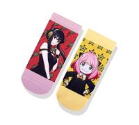 Satdflie Spy x famille 2 paires de chaussettes en coton ensemble unisexe Anya mignonnes figures imprimées cheville chaussettes douces une taille pour les fans cadeau, ensemble court