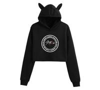 Satdflie Stray Kids Sweats à Capuche Oreilles de Chat Mignonnes Femmes Nombril Apparent Pull à Manches Longues Crop Top imprimé pour Les Fans Bang Chan Changbin Hyunjin Han Felix, Couleur/1, M