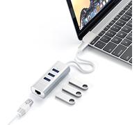 SATECHI 2 en 1 Hub USB C en Aluminium avec 3X Ports USB 3.0, Ethernet Gigabit, Adaptateur Multiport pour MacBook Air/Pro/Neo, PC Portable, Tablette, iPad et Plus - Argent