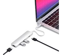 SATECHI 4 en 1 Hub USB C Slim Classic Adaptateur Multiport avec Charge PD 60W, HDMI 4K@60Hz et 2X Ports USB-A Données 10Gbps pour MacBook Air & Pro, PC Portable et Plus - Argent