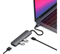 SATECHI 4 en 1 Hub USB C Slim Classic Adaptateur Multiport avec Charge PD 60W, HDMI 4K@60Hz et 2X Ports USB-A Données 10Gbps pour MacBook Air & Pro, PC Portable et Plus - Gris Sidéral