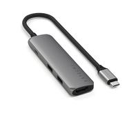 SATECHI 4 en 1 Hub USB C Slim Plus Adaptateur Multiport avec Charge PD 100W, HDMI 4K@60Hz et 2X Ports USB-A Données 10Gbps pour MacBook Air & Pro, PC Portable et Plus - Gris Sidéral
