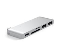 SATECHI 5 en 1 Hub USB C Combo Multiport avec 2X Ports USB-A 3.0, USB-C Données & Charge, Lecteurs Micro/SD, Dongle en Aluminium pour MacBook Air & Pro et Plus - Argent