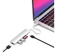 SATECHI Hub USB C 6 en 1 Slim Classic, Adaptateur Multiport avec HDMI 4K@60Hz, Charge PD 60W, 2X Ports Données USB-A, Lecteur SD/microSD, pour MacBook, Chromebook, ThinkPad, Surface et Plus - Argent