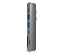 SATECHI 7 en 1 Hub Dual USB C Pro avec Charge PD 87W, HDMI 4K@60Hz, USB-C Données 40Gbps, 2X USB-A 5Gbps et Lecteur SD/MicroSD pour MacBook Air & Pro M5 M4 et Plus - Gris Sidéral