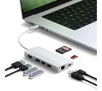 SATECHI Hub USB C 8 en 1 Multiport V2 avec HDMI 4K, Charge PD Jusqu’à 115W, 3X USB-A, Ethernet, Lecteurs Carte SD/MicroSD, pour MacBook, Chromebook, ThinkPad, Windows, Surface et Plus - Argent