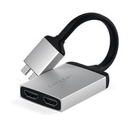 Satechi Adaptateur Double HDMI Type-C en Aluminium 4K 60Hz avec Chargement USB-C PD - Compatible avec MacBook Pro/Air M2 2022, MacBook Pro M1 Pro & Max 2021 (Argent)