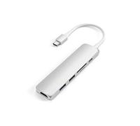 SATECHI Adaptateur Multi-Port V2 Fin Type-C en Aluminium - 4K HDMI, Lecteurs de Cartes Micro/SD et USB 3.0 - Compatible avec MacB