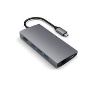 Satechi Adaptateur Multi-Ports V2 - USB 3.2 Gen 1 Type-C, HDMI 2.0, RJ-45, Lecteur Cartes SD/MicroSD, Aluminium Gris - ST-TCMA2M