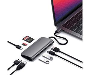 SATECHI Adaptateur Multimédia Hub USB C avec HDMI 4K, Mini DisplayPort, PD 60W, Ethernet, USB 3.0, Micro/SD pour MacBook Air & Pro, PC Portable, iPad, iPhone, Tablette, iPad et Plus - Gris Sidéral