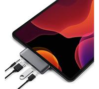 SATECHI Adaptateur Pro Hub USB C Mobile avec HDMI 4K, Chargement USB-C PD, Prise Casque 3,5mm & Port 3.0, pour iPad Pro/Air M1/M2, iPad Mini, Surface Go et Autres Appareils Type-C, Gris Sideral