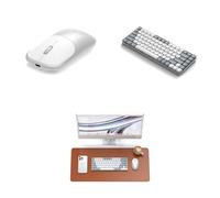 Satechi Bundle Clavier Mecanique SM1 75 Bluetooth QWERTY US Rétroéclairé (Gris Clair Blanc) Tapis de Bureau en PU 68 x 31.5 cm et Souris sans Fil Slim EX (Argent)