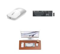 Satechi Bundle Clavier Mecanique SM3 Full Size Bluetooth QWERTY US avec Pavé Numérique Rétroéclairé (Gris Foncé Gris) Tapis de Bureau en PU 68 x 31.5 cm et Souris sans Fil Slim EX (Argent)