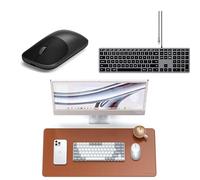 Satechi Bundle Clavier sans Fil Slim EX3 Taille Complete avec Pavé Numerique QWERTY US Argent et Tapis de Bureau XXL 68 x 31.5 cm PU avec Souris sans Fil Slim EX Noire