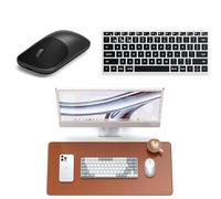 Satechi Bundle Clavier sans Fil Slim EX3 Taille Complete avec Pavé Numerique QWERTY US Argent Tapis de Bureau XXL 68 x 31.5 cm PU et Souris sans Fil Slim EX Noir Combo Noir