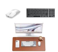 Satechi Bundle Clavier sans Fil Slim X2 Bluetooth avec Pave Numerique Retroéclairé QWERTY US (Gris Sidéral) Tapis de Bureau en PU 68 x 31.5 cm et Souris sans Fil Slim EX (Argent)