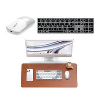 Satechi Bundle Clavier sans Fil Slim X3 Bluetooth avec Pavé Numérique Rétroéclairé QWERTY US (Gris Sidéral) Tapis de Bureau en PU 68 x 31.5 cm et Souris sans Fil Slim EX (Argent)