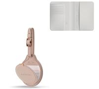 SATECHI Bundle FindAll Traceur GPS pour Bagage Alerte Sonore Puissante (Rose Désert) et Protège Passeport RFID 4 Cartes (Beige)