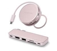SATECHI Bundle Hub USB-C OntheGo 5 en 1 et Hub USB-C Snap 6 en 2 (Rose Poudré) Bundle