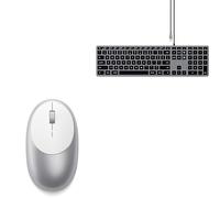 Satechi Bundle Souris M1 Bluetooth sans Fil Rechargeable USB-C, 1200 DPI et Clavier Slim W3 Filaire Rétroéclairé et Keypad Numérique (QWERTY US Gris Sidéral)