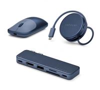 Satechi Bundle Souris sans Fil Slim EX, Hub USB C OntheGo 5 en 1 et Hub USB-C Snap 6 en 2 (Indigo) Bundle